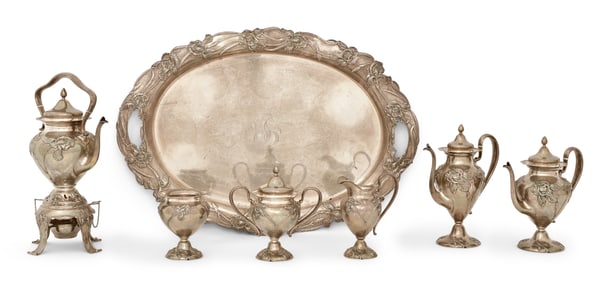 Shreve & Co. Sterling Silver Art Nouveau Seven-Piece Tea & Coffee Service