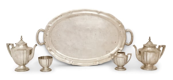 Mexican Sterling Silver Five-Piece Tea Set