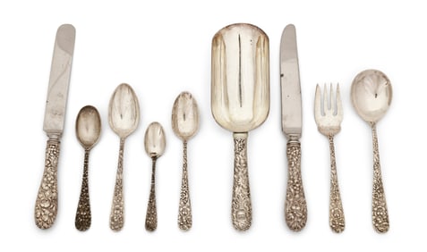 Steiff Sterling Silver "Rose" Flatware Set, 107 Pieces