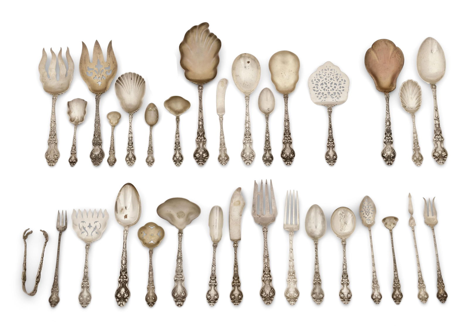 American Art Nouveau Sterling Silver 129-Piece Flatware Set by Unger Brothers, New Jersey (1 of 3)