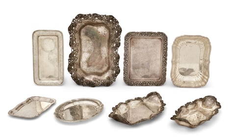 Lot of Eight Sterling Silver Trays