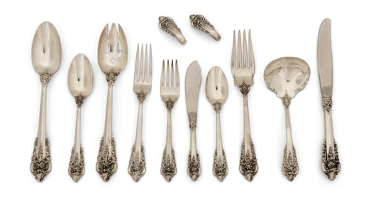 Wallace Sterling Silver "Grande Baroque" Flatware Set, 74 Pieces