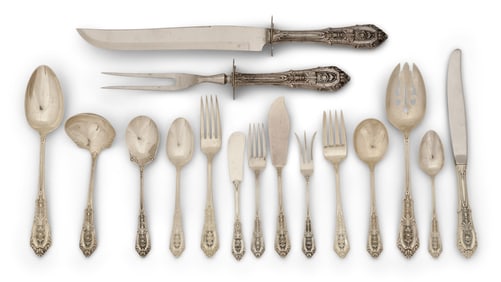 Wallace Sterling Silver "Rose Point" Flatware Set, 87 Pieces
