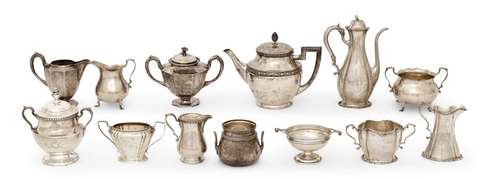 Lot of 13 Sterling Silver Tea Service Pieces