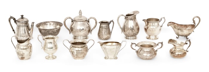 Lot of 13 Sterling Silver Tea Service Pieces