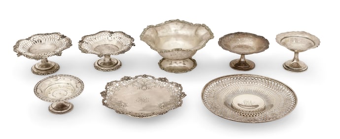 Lot of Eight Sterling Silver Compotes