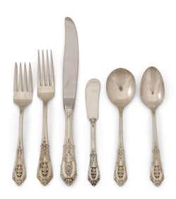 Wallace Sterling Silver "Rose Point" Flatware Set, 58 Pieces
