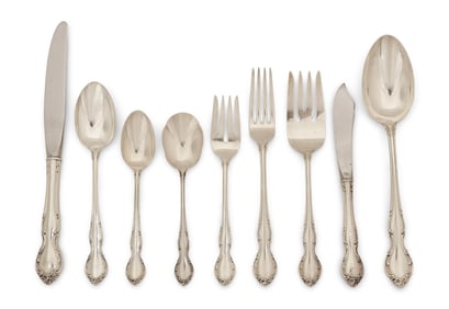 Alvin Sterling Silver Flatware Set, 55 Pieces