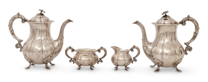 Danish Silver Four-Piece Tea Set, Carl M. Cohr