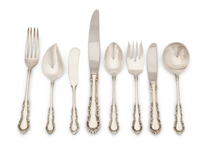 Reed & Barton Sterling Silver "Georgian Rose" Flatware Set, 63 Pieces