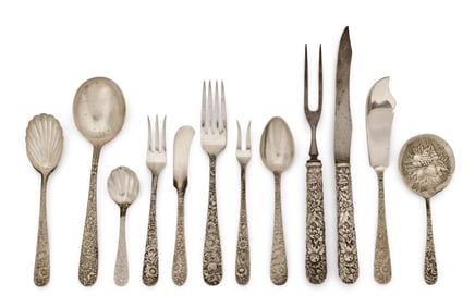 S. Kirk & Son Sterling Silver "Repousse" & "Rose" Flatware Set, 51 Pieces