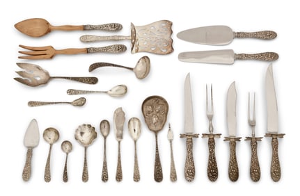 Steiff Sterling Silver "Repousse" Flatware Set, 28 Pieces