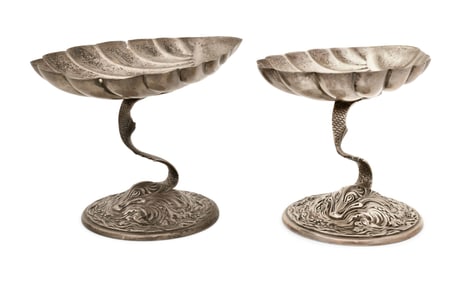 Pair Gorham Sterling Silver Nautical Tazzas