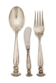 Wallace Sterling Silver "Romance of the Sea" Flatware Set, 15 Pieces