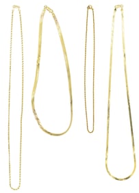 Group of Four Yellow Gold Necklace Chains