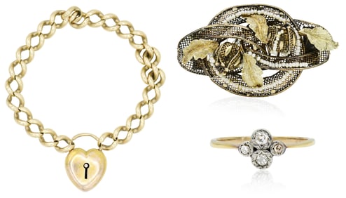 14K Yellow Gold Bracelet, Ring & Brooch