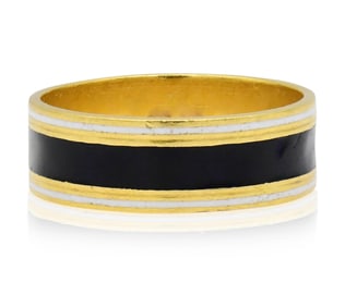 18K Yellow Gold & Enamel Ring Band