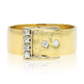 14K Yellow Gold & Diamond Belt Ring