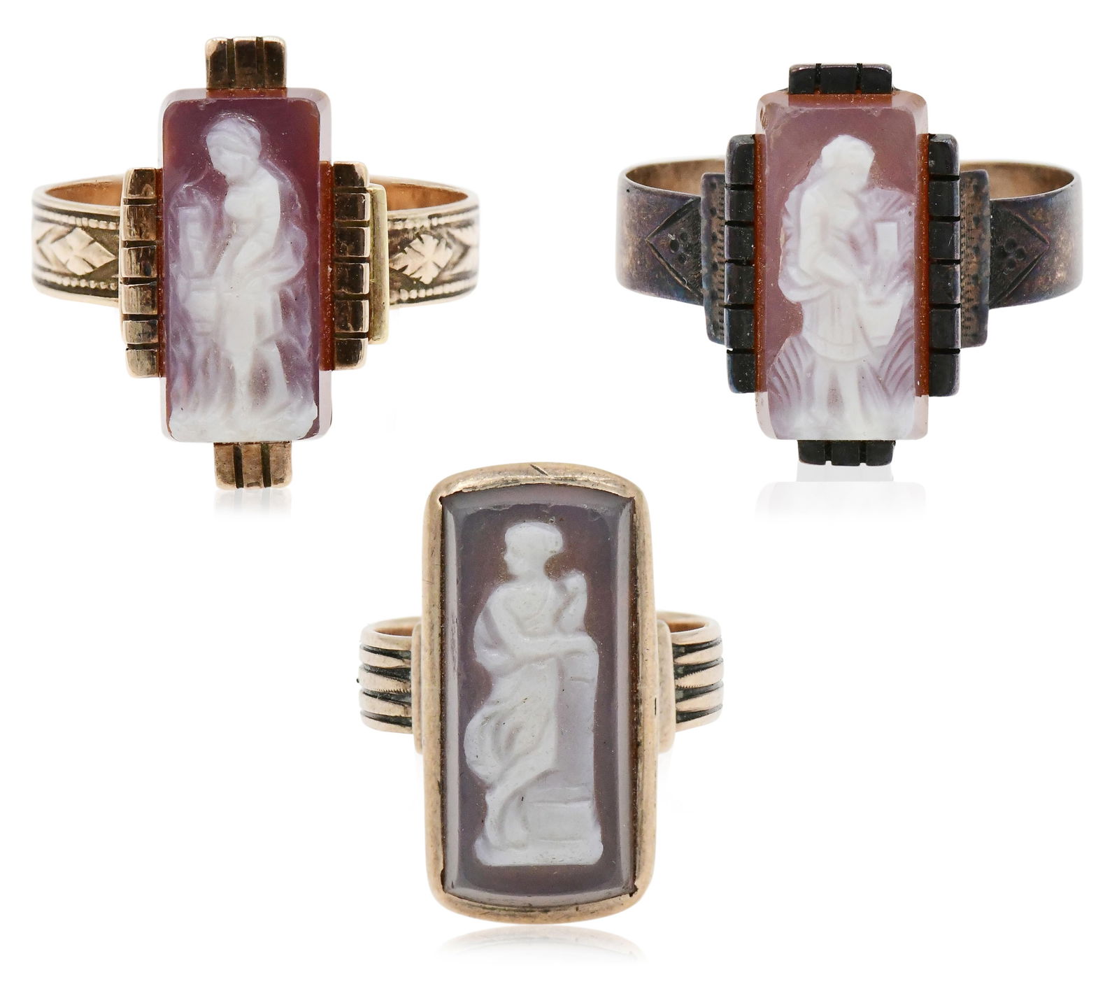 Three Yellow Gold Victorian Cameo Rings (1 of 7)