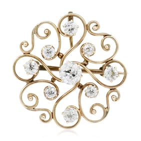 10K Yellow Gold & Diamond Brooch/Pendant