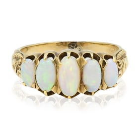 14K Yellow Gold & White Opal Ring