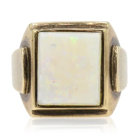 10K Yellow Gold & White Opal Ring