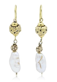 18K Yellow Gold & Baroque Pearl Earrings