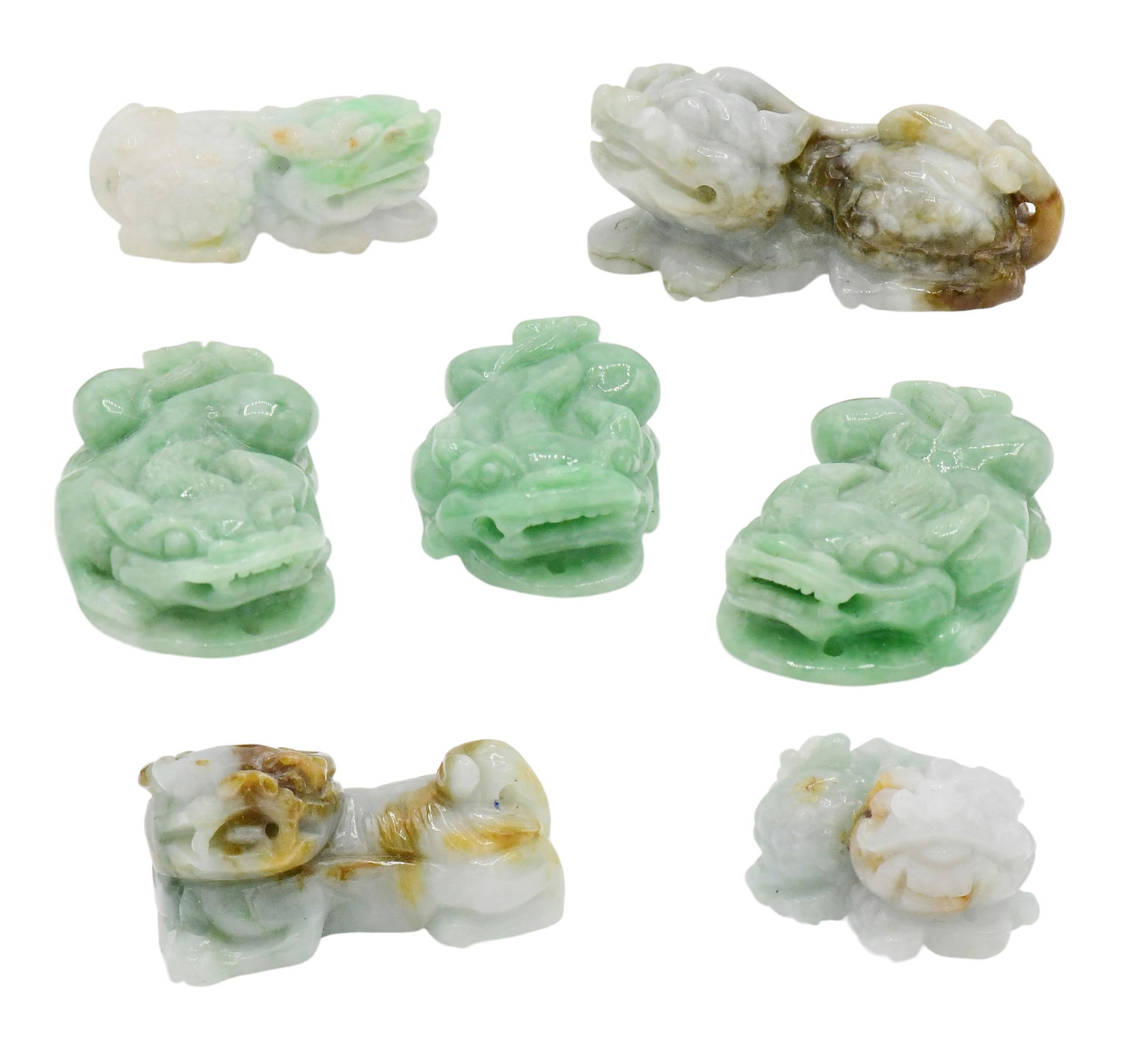 Carved Jade Foo Dog Pendants (1 of 2)