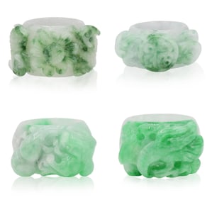 Four Large Jade Rings