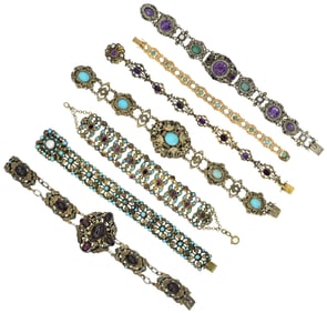 Group of Austro Hungarian & Victorian Gemstone Bracelets