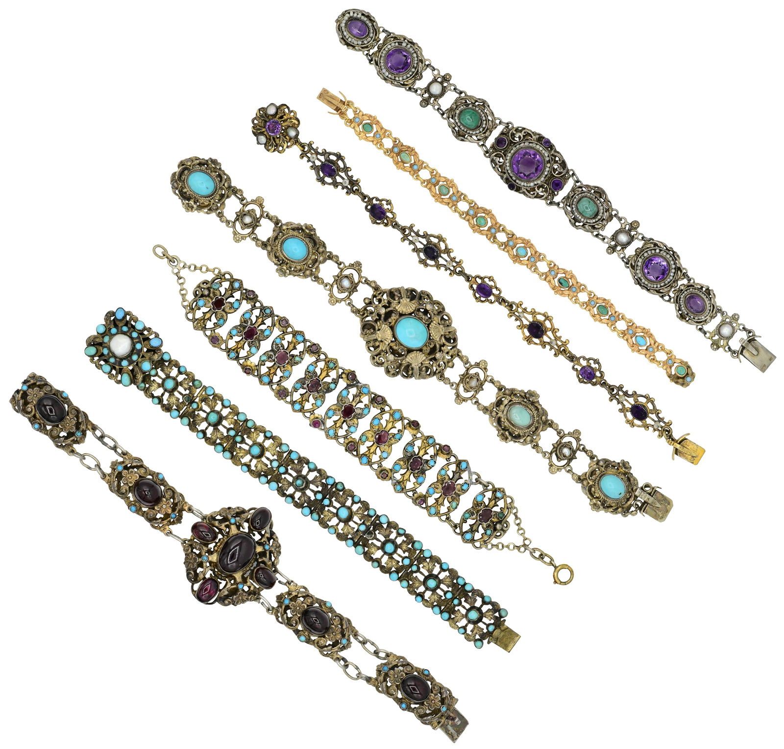 Group of Austro Hungarian & Victorian Gemstone Bracelets (1 of 1)