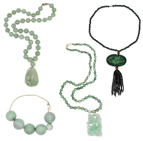 Four Jade Beaded Necklaces