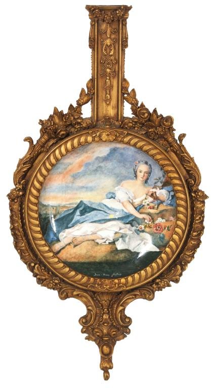 Lg. Hanging Porcelain Charger: Lg. Hanging Porcelain Charger. 18 in. dia. painting of Madame Henriette en Flore, after Jean-Marc Nattier; hand signed on the back "Hand made and painted in Italy exclusively for Capitol Decorators, b