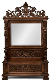R.J. Horner & Co. "Rattail Maiden" Oak Hall Bench
