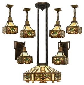R. Williamson & Co. Floral Chandelier with Matching Sconces & Hanging Lights