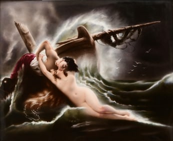 Berlin (KPM) Porcelain Plaque, "Kiss of the Wave"