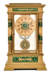 Tiffany & Co. Gilt Bronze & Enamel Crystal Regulator Clock