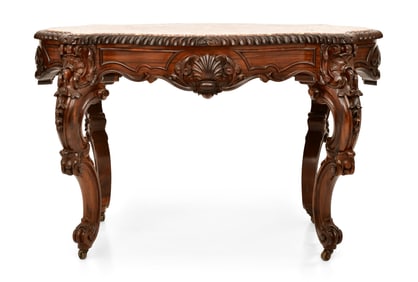 American Rococo Revival Rosewood Center Table