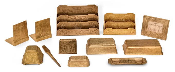 Tiffany Studios Twelve-Piece "Chinese" Desk Set