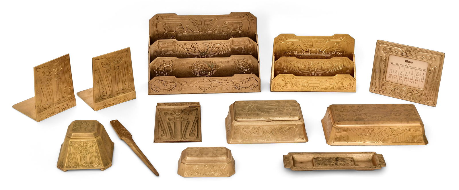 Tiffany Studios Twelve-Piece "Chinese" Desk Set (1 of 6)