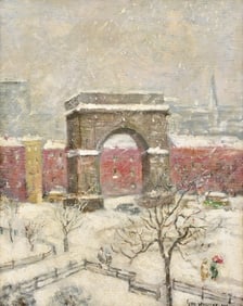 Guy Carleton Wiggins (American, 1883-1962), "Washington Square, New York Winter"
