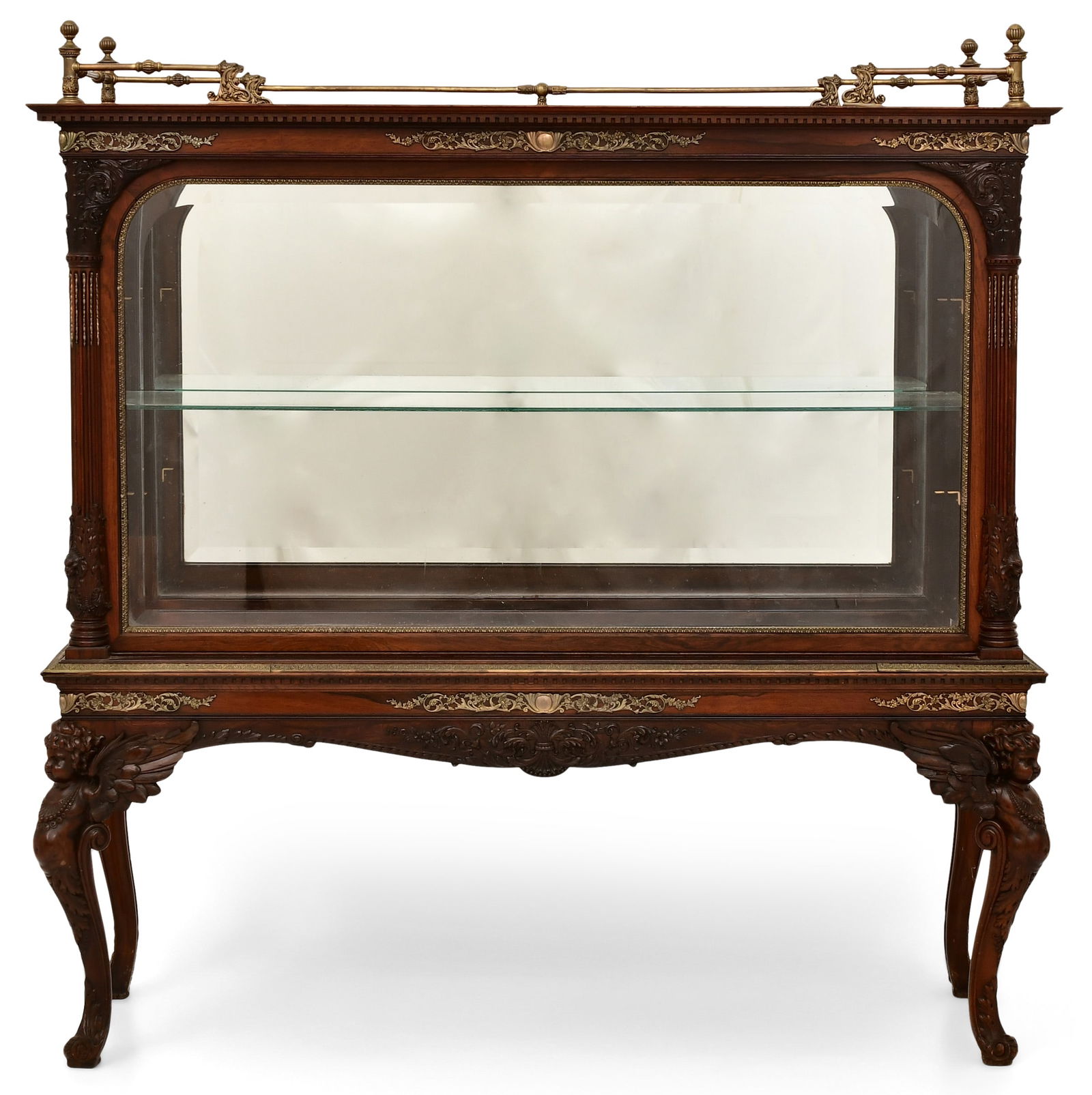 A Fine American Gilt Bronze-Mounted & Carved Rosewood Display Cabinet (1 of 10)