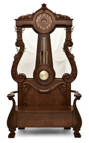 Waterbury Clock Co. Oak Hall Tree Clock