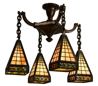 Bradley & Hubbard Arts & Crafts Four-Light Chandelier