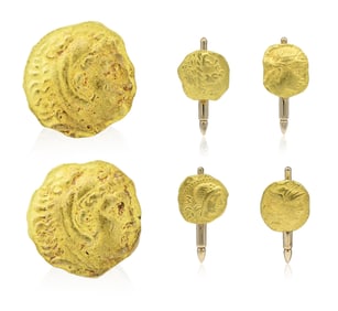 Denise Roberge 22K Yellow Gold Ancient Coin Cufflinks & Studs