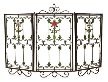 Attr. Bigelow, Kennard & Co. Leaded Glass Fireplace Screen