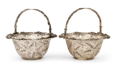 Pair of Tiffany & Co. Sterling Silver "Blackberry" Fruit Baskets