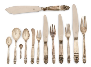Georg Jensen Sterling Silver "Acorn" Flatware Set, 119 Pieces