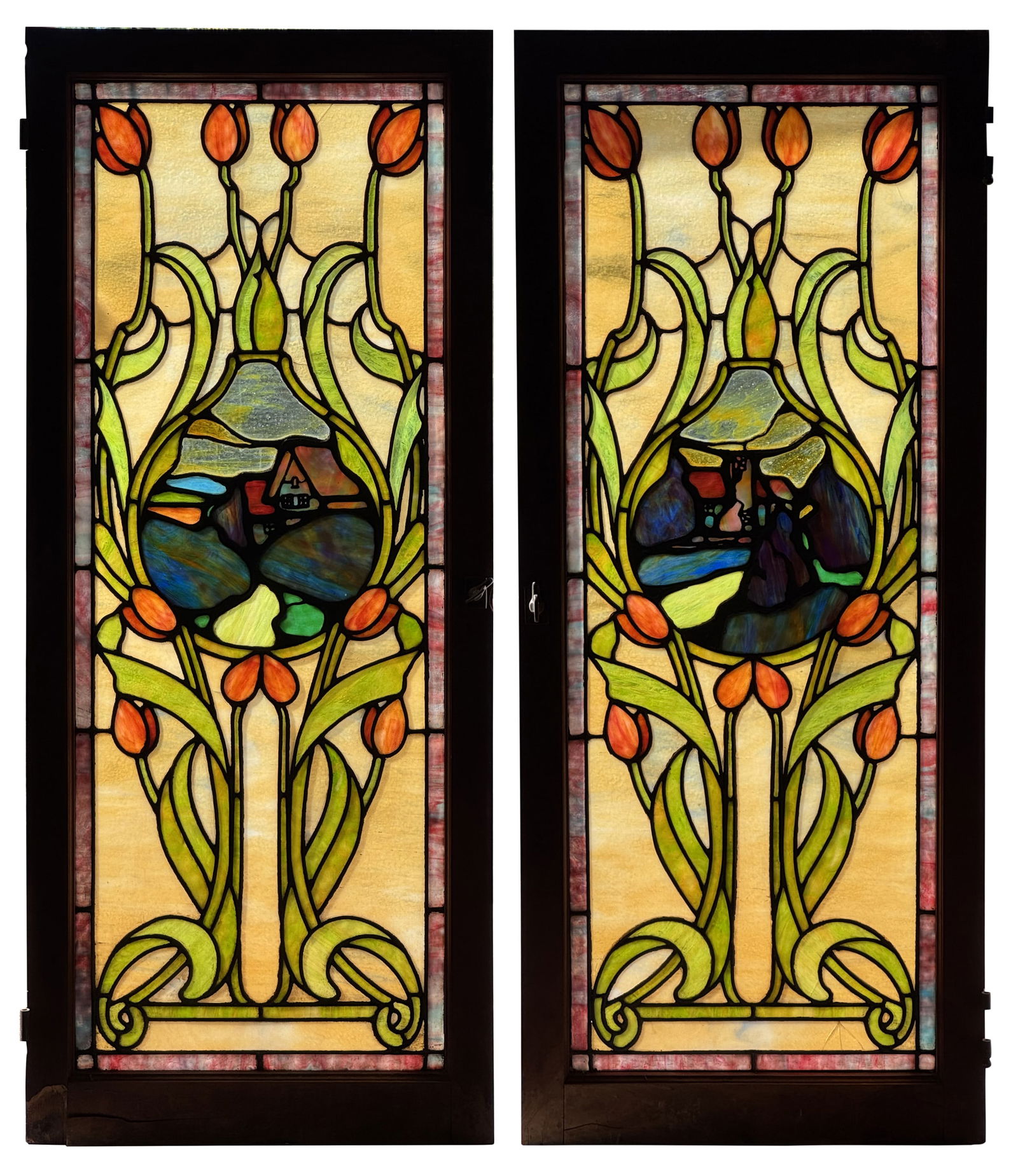 Pair of American Arts & Crafts Leaded Glass Windows (1 of 9)