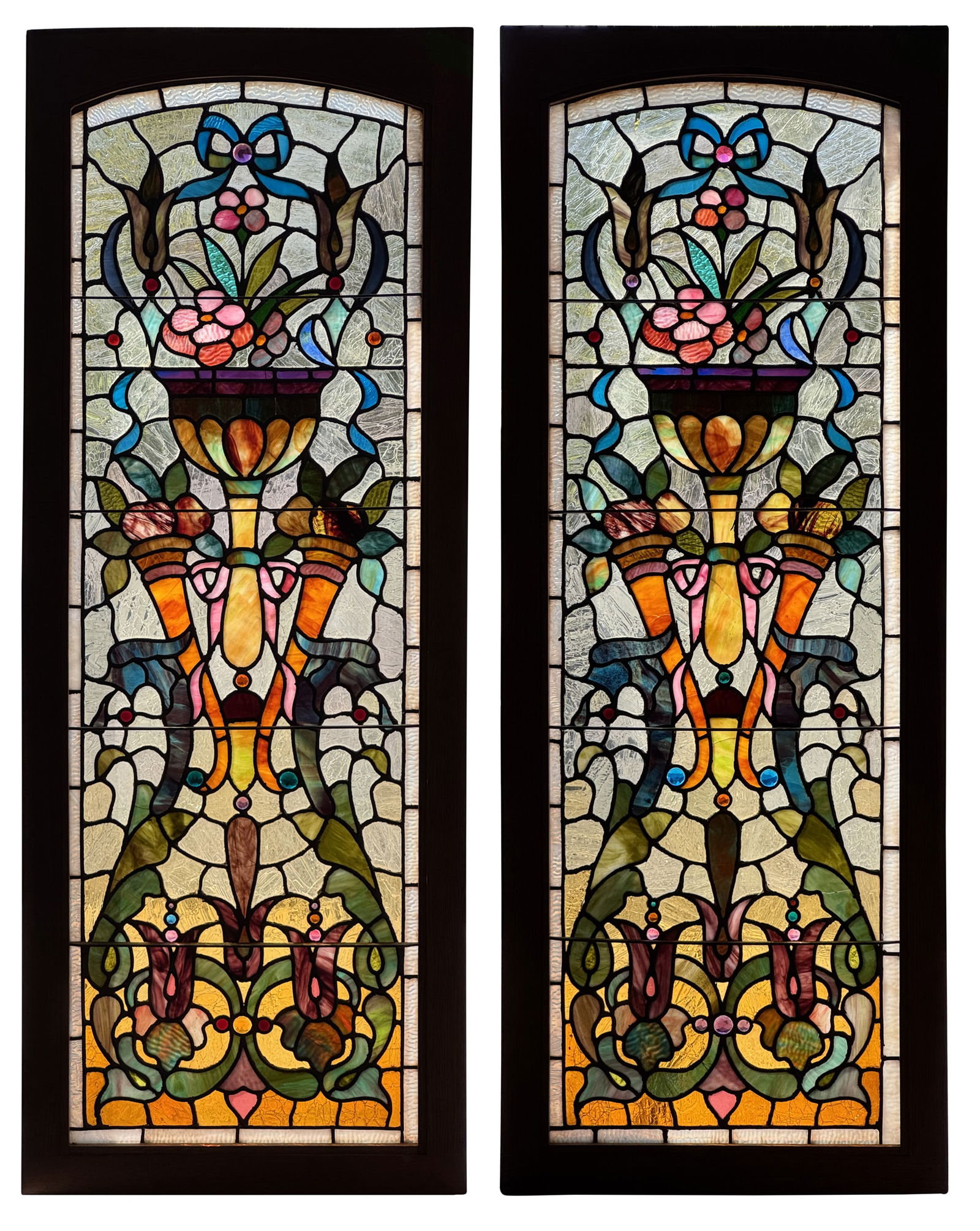Pair of American Jeweled & Leaded Glass Windows (1 of 8)